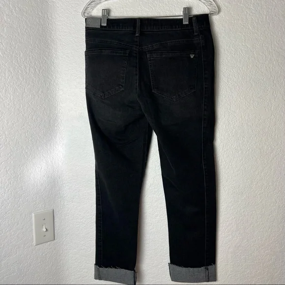 Wit & Wisdom Black glitter High Waisted Straight Leg Denim cuffed Jean - Picture 3 of 12